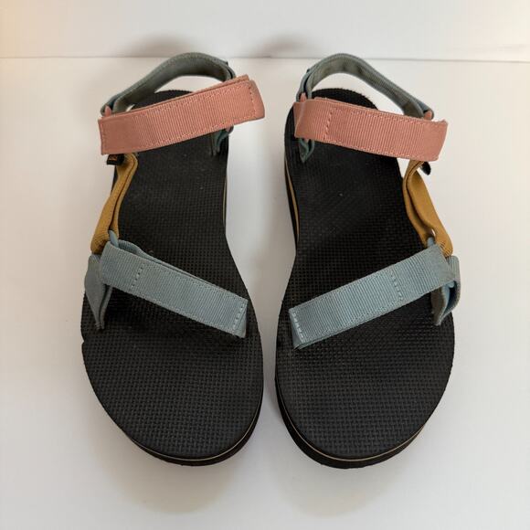 Teva Sandals Womens 10 Pink Blue Platform Universal Slip On Boho Y2K Casual - Picture 2 of 9